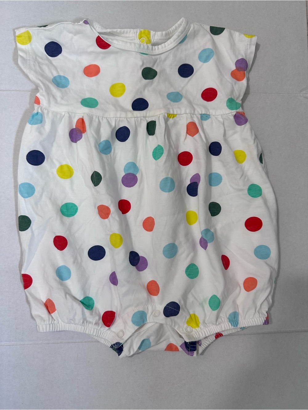 PRIMARY Baby Bubble Shortie in Rainbow Confetti Dot 6-12 Months - Picture 1 of 3